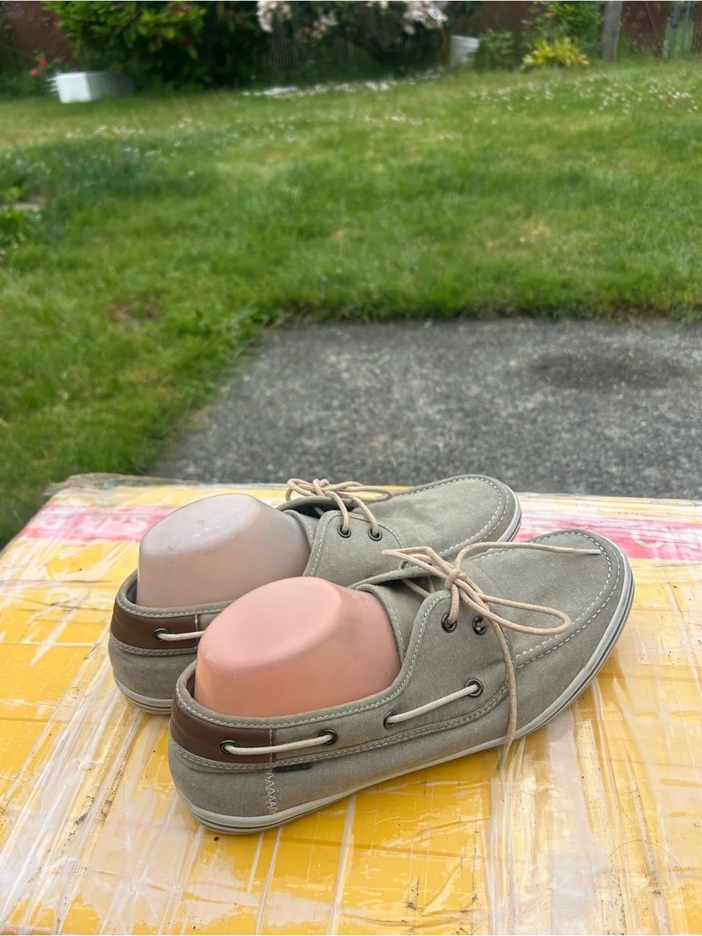 Aldo Men’s Light Gray Canvas Boat Shoes Size 10
